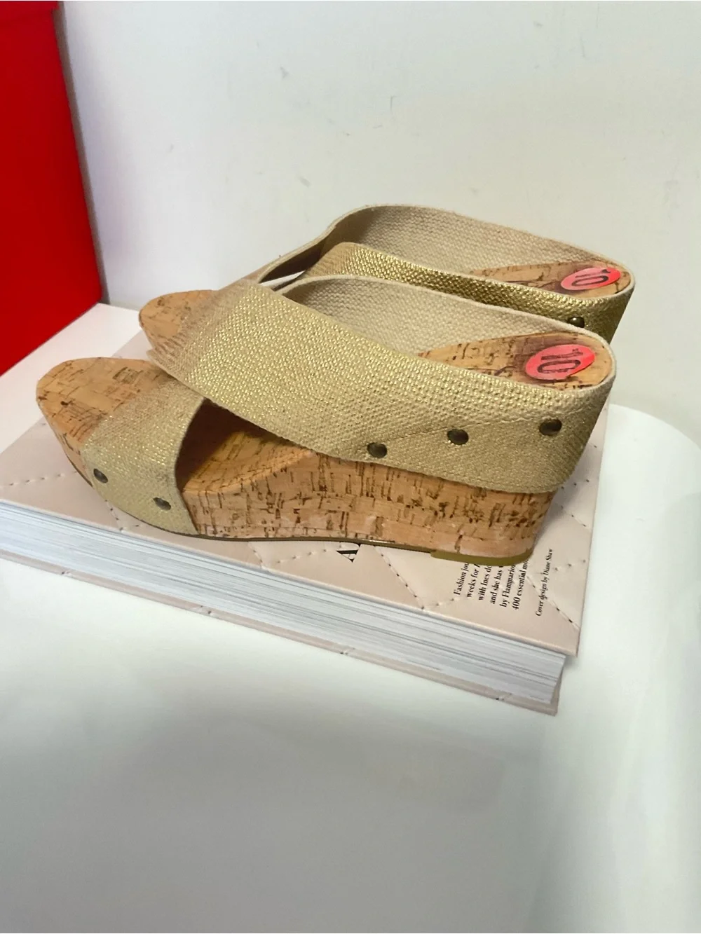 Lucky Brand Wedge Sandals with Cork Platform in Natural Gold